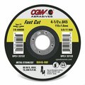 Cgw Abrasives Quickie Cut Fast Cut Thin Depressed Center Wheel, 4-1/2 in Dia x 0.045 in THK, 46 Grit, White Alumin 35133